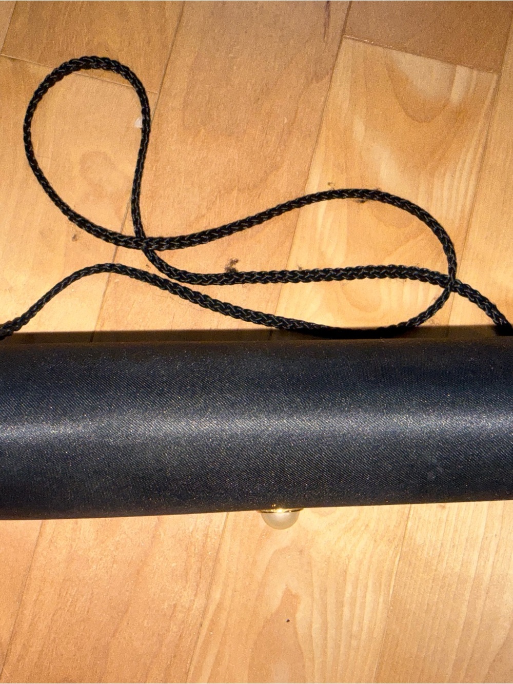 Elegant Black Satin Clutch with Pearl Accent - Picture 5 of 5